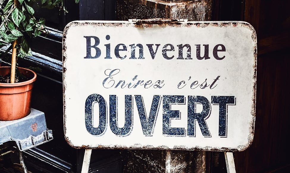 metal sign on a terrace